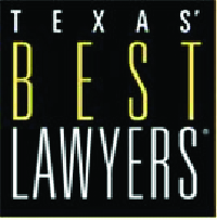 Gray and yellow badge with text: "Texas Best Lawyers"