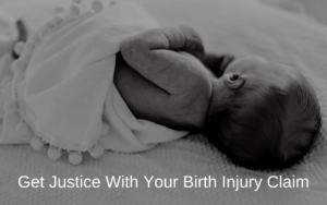 Image of baby sleep with caption "Get Justice With your Birth Inujry Claim"
