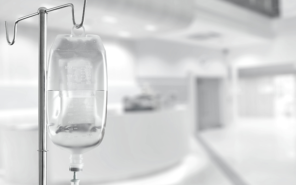 IV bag of fluids for cancer patient.