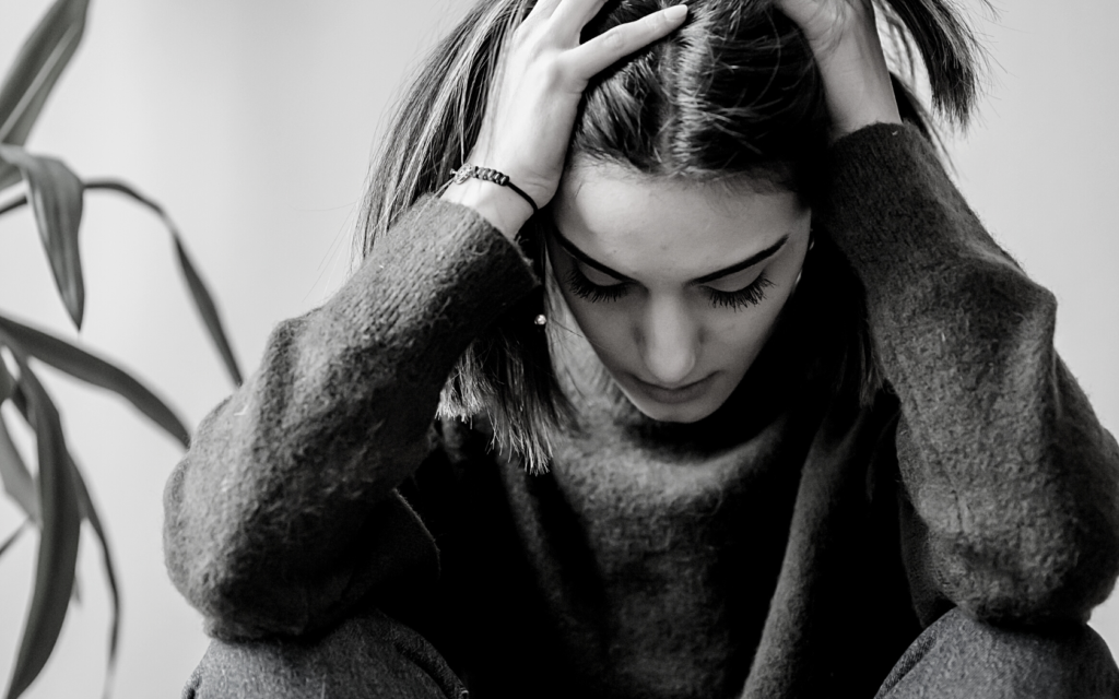 Woman dealing with anxiety disorder.