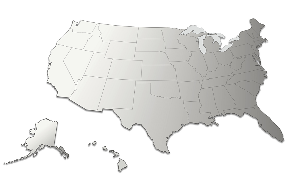 Map of all 50 United States.
