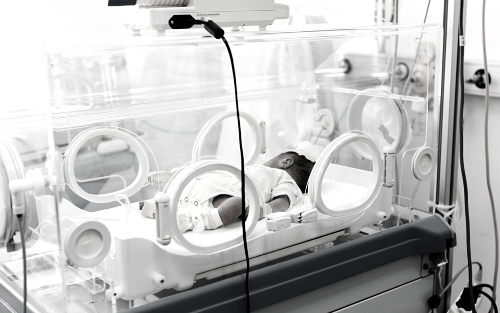 Newborn hospital crib.