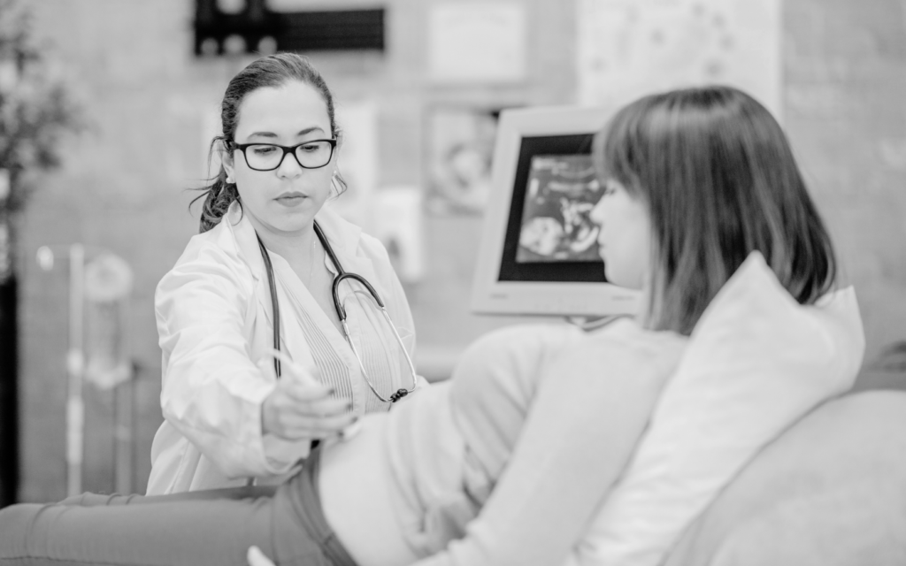 Pregnant mother has a biophyiscal scan to check health of unborn baby.