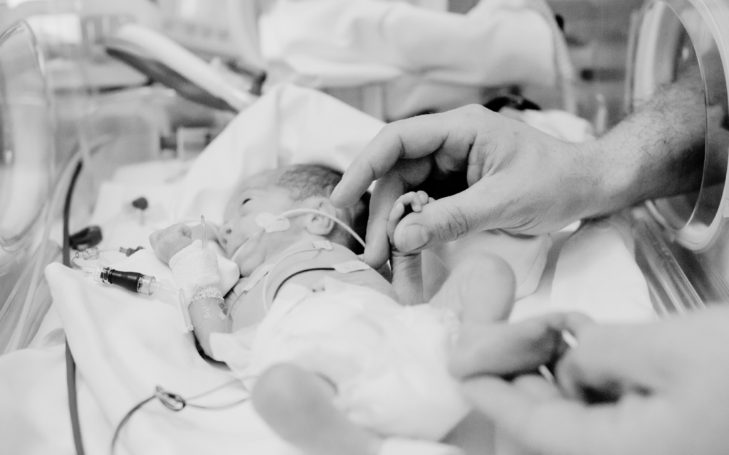 Baby suffers from HIE during childbirth.