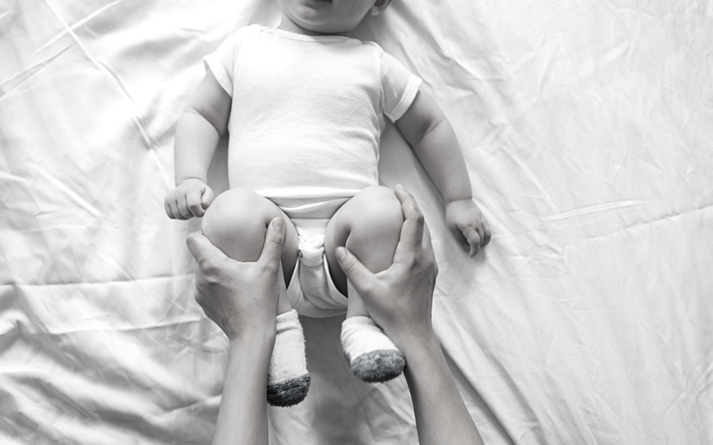 Testing baby for cerebral palsy risk factors.