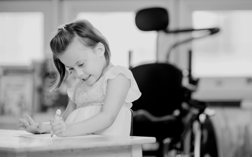 A young girl with cerebral palsy receiving treatment.